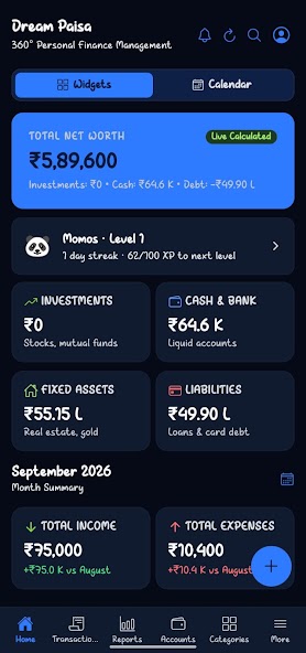 Dream Paisa Monthly Budget and Spending Insights